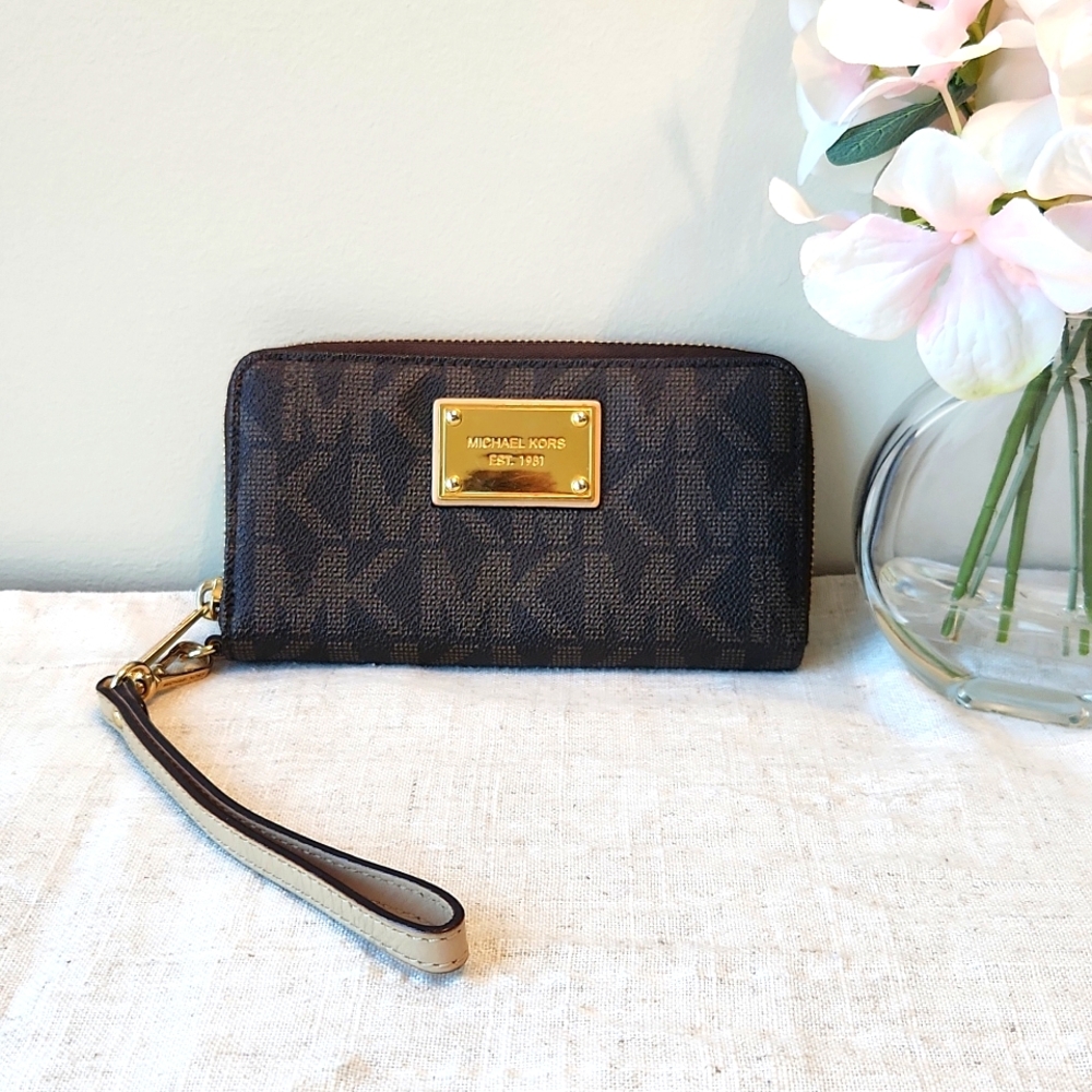 Michael Kors Brown Logo Wallet Wristlet